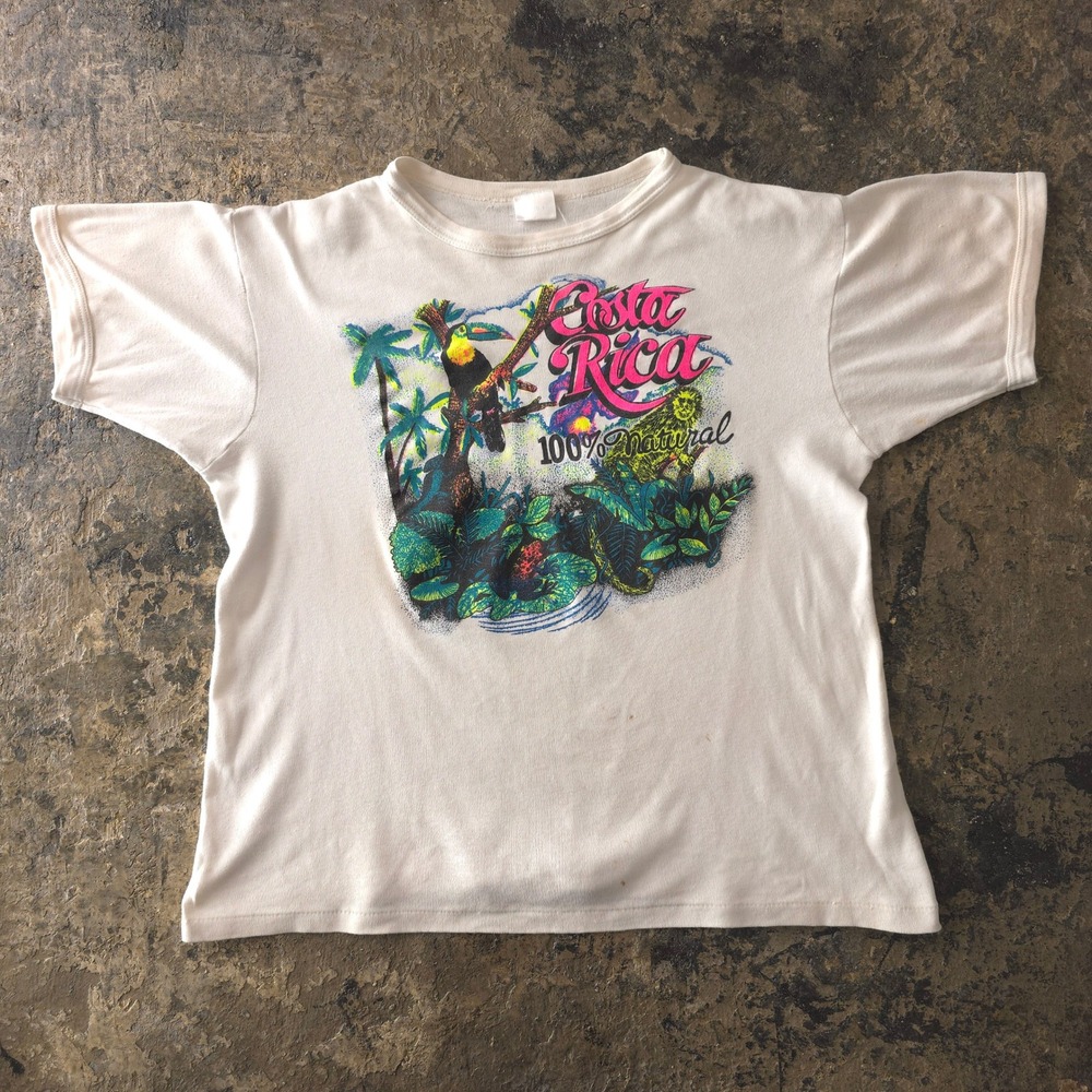 Vintage 1980s White Costa Rica T-shirt Size M Souvenir Toucan Animal Graphic